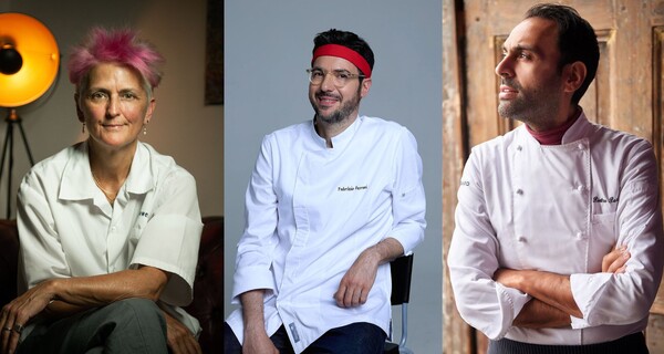 왼쪽부터 크리스티나 바워만, 파브리치오 페라리, 피에트로 파리시 셰프